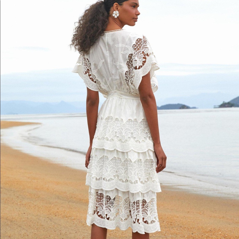 Farm Rio Richelier Embroidered Midi Dress - Picture 13 of 16
